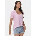 thumbnail image 4 of Tops for Women Summer Casual Ruffle Trim Sleeve Square Neck T Shirts, 4 of 6