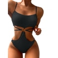 thumbnail image 1 of GHSDFBB Maillot de Bain une Pièce à Découpe Anneau Col Rond Dos Lacé Monokini, 1 of 6