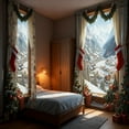 thumbnail image 4 of Oliegs Couverture Rideaux Imprimés des Fêtes 2 Rideaux Plats 2D Imprimés Rouges de Noël avec Flocons de Neige et Branches pour Chambre Salon Fête des Fêtes, 4 of 5