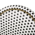 thumbnail image 3 of Modern French Bistro Chairs Set of 2, Black and White Outdoor Patio Chairs with Bamboo Print, All-Weather PE Rattan and Aluminum Frame, Stackable Design, 3 of 7