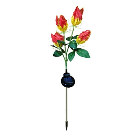 

Asdomo Beautiful Rose Flower Flame Lamp Garden Decorative Light Realistic Waterproof Easy To Install Led Solar-Powered Lights