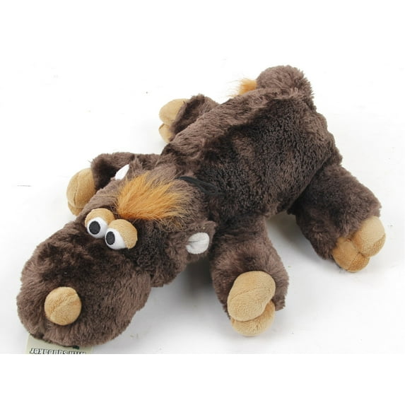 14" Plush Brown Rhinoceros Stuffed Animal Puppy Dog Chew Toy with Squeaker
