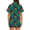 thumbnail image 4 of JIANLAI Sleepwear for Women Cute Ghost & Floral All‑Over Print Notched Lapel Button‑Down Short‑Sleeve Top & Elastic Waist Shorts Loungewear Multiple Patterns Available S‑XXXL, 4 of 5