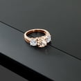 thumbnail image 4 of Gem Stone King 18K Rose Gold Plated Silver Peach Morganite and Lab Grown Diamond Engagement Ring for Women | 3.18 Cttw | Round 8MM | Gemstone October Birthstone | Size 6, 4 of 4