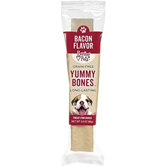 Loving Pets Bacon Yummy Bone Singles for Dogs, Pack of 1 Individually Wrapped Treat, (5066)