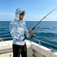 thumbnail image 4 of Havenx Upf 50+ Sun Protection Hooded Jacket for Men Camo Long Sleeve Full Zip Jacket Thumbhole Hooded Jacket Rash Guard Cooling Lightweight Outdoor Hiking Fishing Blouses,Blue XL, 4 of 7