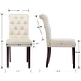 thumbnail image 4 of Guyou Velvet Leather Dining Chairs Set of 2, Mid Century Modern Solid Wood Parsons Chairs, Button Tufted Upholstered Armless Side Chairs with High Back for Dining Room Kitchen Restaurant, Cream, 4 of 8