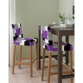 thumbnail image 2 of Purple Grey Black Geometric Bar Stool Covers Set of 6, Middle Century Art Abstract Aesthetics Stretch Bar Chair Covers with Backs, Removable Pub Counter Chair Cover for Kitchen Dining Room Cafe, 2 of 7