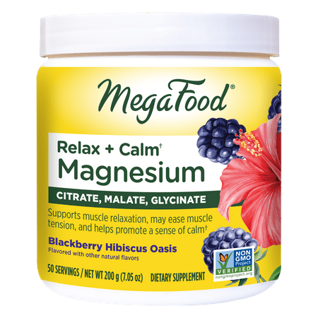 MegaFood Relax + Calm Magnesium - Blackberry Hibiscus Oasis 7.05 oz Pwdr