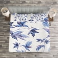 thumbnail image 3 of Ambesonne Indigo Quilted Bedspread Set 3 Pcs, Watercolored Tree Leaves, King Size, Dark Blue Purple, 3 of 3