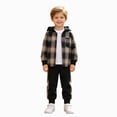 thumbnail image 3 of Futezty Toddler Boys Outfits Long Sleeve Plaid Prints Hoodie Jacket Tops and Pants Set 2 Pieces Kids Fall Winter Clothes 3T-7T, 3 of 7