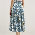 thumbnail image 6 of bbyeadc Maxi Skirts for Women Summer Tiered Elastic High-Waist Floral Skirt Comfy Drawstring Pleated Skirts Women Midi Length Trendy Boho Holiday Skirt, Royal Blue XL, 6 of 7