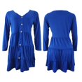thumbnail image 4 of Versatile V Neck Long Sleeve Dress with Buttoned Pleats for Women Flowy Summer Dresses Yellow XXXL, 4 of 4