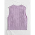 thumbnail image 2 of Hotian Women Cable Knit Sweater Vest V Neck Pullover Purple XL, 2 of 6