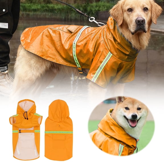 Pet Raincoat Windproof Hooded Rain Poncho with Reflective Strips for Medium to Large Dogs 10-18 Lbs All-Weather Outdoor Dog Rain Gear Material