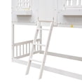 thumbnail image 3 of Twin over Twin House Shaped Frame Loft Bed with Roof , Window, Window Box, Door, Wooden Bunkbed with Safety Guardrails and Ladder, White, 3 of 9