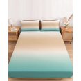 thumbnail image 2 of Twin XL Size Fitted Sheet Set - Brown Teal Ombre 2 Piece Bedding Sets 16" Deep Pocket Fitted Sheet with 1 Pillowcases, Modern Gradient Abstract Art Brushed Microfiber Hotel Luxury Bed Sheets, 2 of 9