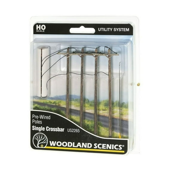 Woodland Scenics US2265 HO Wired Poles Single Crossbar