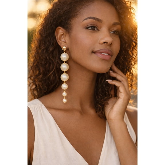 Elegant Long Pearl Drop Earrings for Women  Statement Jewelry