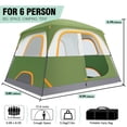 thumbnail image 2 of COBIZI 4-6-8 Person Family Camping Tent, 10x9FT, 210D Oxford Waterproof PU2000mm, Fire Resistant, Mesh Windows, Green, 2 of 8