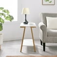 thumbnail image 3 of Leick Furniture Empiria Wood and Metal Narrow End Table with Shelf, White/Gold, 3 of 19