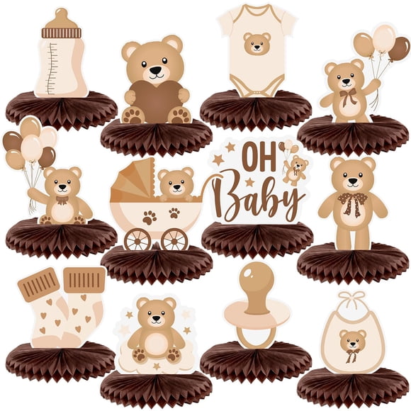 Centros de mesa en forma de panal para baby shower Bencailor Bear x12