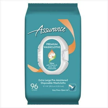 Premium Disposable Washcloths, Pre-Moistened Extra Large Washcloths, XL, 96ct (2 Packs of 48 Counts)