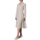 thumbnail image 4 of Vestido midi plisado de línea A con cuello de solapa para mujer Inspire Chic, de manga larga, color beige, 4 of 5