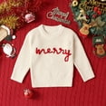 thumbnail image 2 of Otqutp Boys Girls Embroidery Knit Sweaters Sweatshirt Tops Fall Winter Clothes Toddlers Christmas Vintage Style Letters Merry Embroidery Warm Sweater(White,6-12 Months), 2 of 8