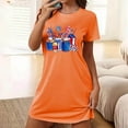 thumbnail image 7 of WREESH Independence Day Sleepwear Women's Short Nightgown with Patriotic Print Crew Neck T-Shirt Dress Orange, 7 of 7