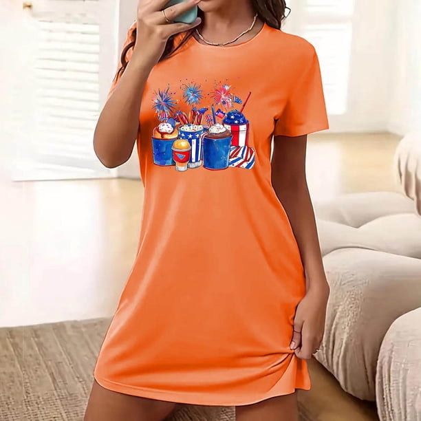 Camisón corto de talla grande para mujer, camisón de manga corta con estampado de pecho a la moda, camisón para mujer