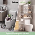 thumbnail image 3 of Bamboo Over the Toilet Storage Cabinet, 4-Tier Freestanding Bathroom Organizer with 2 Acrylic Doors, Toilet Paper Holder Hooks & Adjustable Shelves, White, 3 of 10