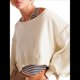 thumbnail image 2 of Sudadera Corta para Mujer, Cuello Redondo, Larga, Talla Grande, Otoño-Invierno 2025, Estilo Jersey Holgado. Crema L, 2 of 8