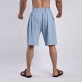 thumbnail image 6 of HAiming Mens Casual Shorts Summer Beach Linen Shorts Drawstring Elastic Waisted Loose Knee Length Pants with Pockets, 6 of 6
