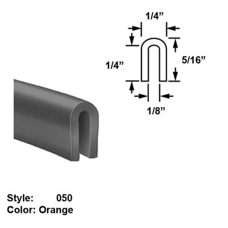 

Silicone Foam High-Temperature U-Channel Push-On Trim Style 050 - Ht. 5/16 x Wd. 1/4 - Orange - 25 ft long