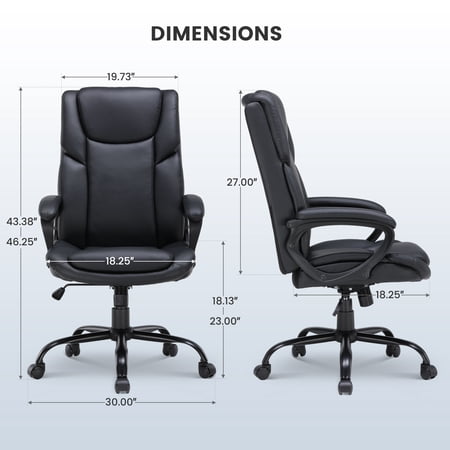 MAINSTAYS EXECUTIVE ERGONOMIC HIGH BACK LEATHER HOME OFFICE DESK CHAIR, BLACK
