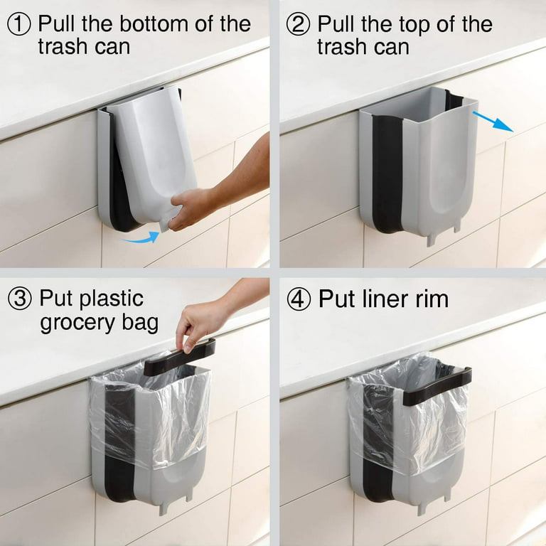 Kitchen Trash Can,foldable Waste Bin For Kitchen,hanging Folding Trash Can  For Kitchen Cabinet Door,collapsible Hang Small Plastic Garbage Can For Cab