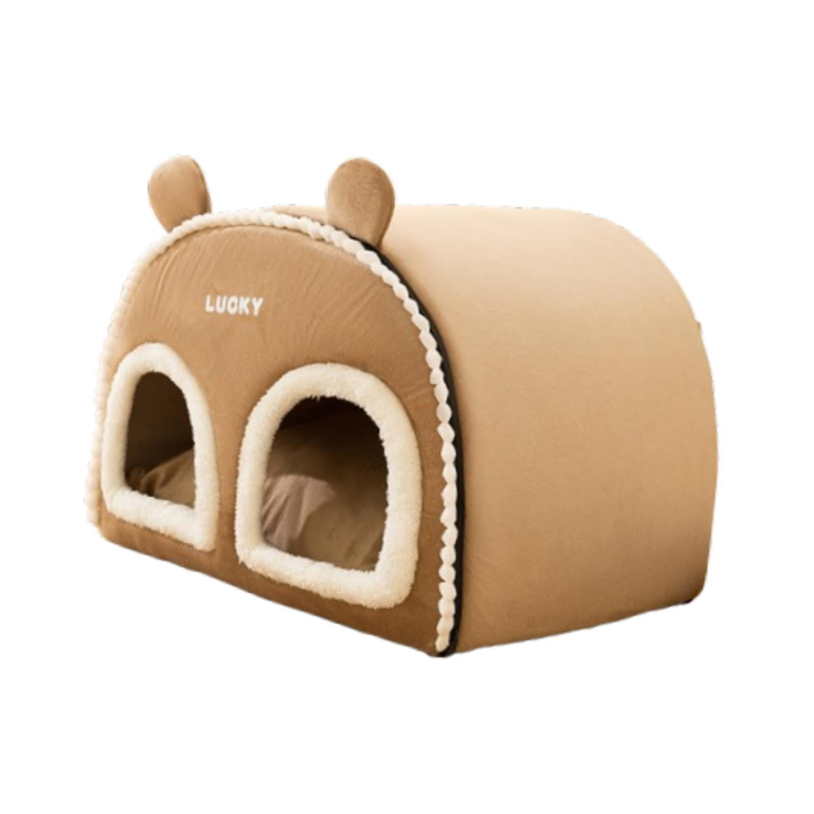 Serenable Indoor Enclosed Pet Cat House Warm Cave 20x15.7x15.7inch for Outdoor Travel Multipurpose Comfortable Kitten Nest Cat Tent Hut Brown