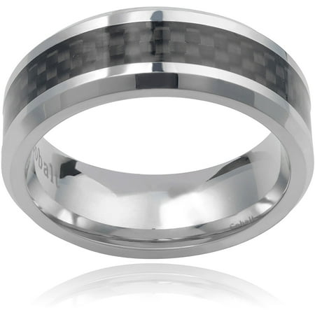 Daxx Men's Cobalt Carbon Fiber Inlay Fashion Ring