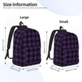 thumbnail image 2 of Wukai Purple Black Plaid Durable Canvas Laptop Backpack,Adjustable Shoulder Straps,Water-Resistant,Large Capacity,Stylish Design, Fits 15-17in Laptops,Unisex for School,Office,Travel-Small, 2 of 5