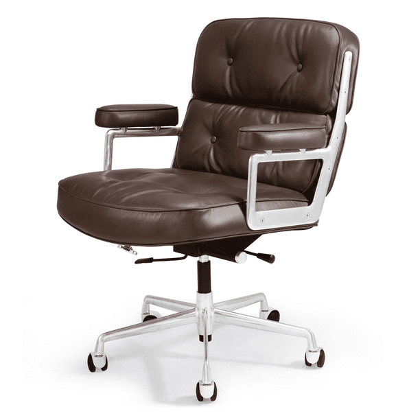 Mid Back Genuine Leather Office Chair, Adjustable Height and Liftable