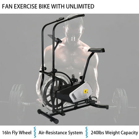 Air Fan Upright Exercise Bike, 16in Flywheel Air-resistance Upright Fan Bike, Adjustable Seating Indoor Stationary Cycling Bike, Cardio Fitness Upright Fan Bike for Home/Gym/Workout/Office, A309