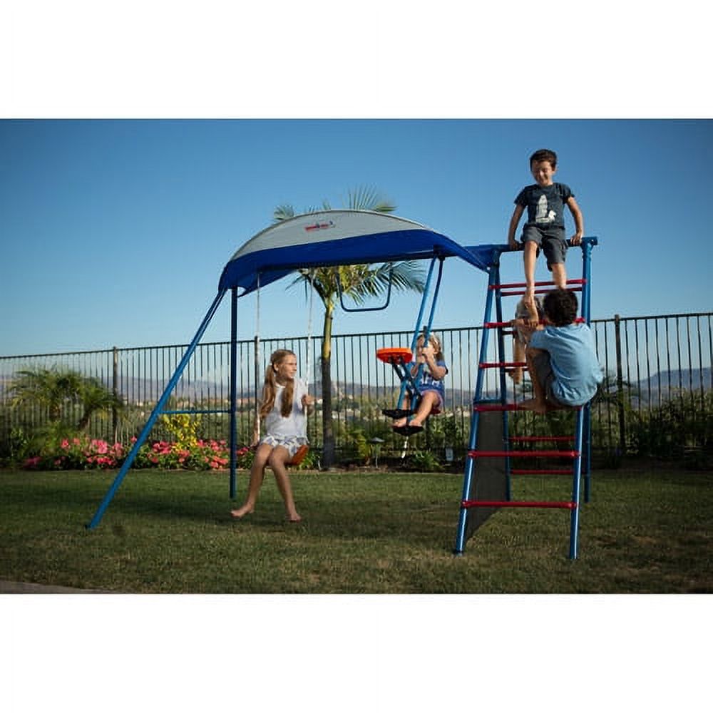 IRONKIDS Inspiration 100 Metal Swing Set with Ladder Climber and UV Protective Sunshade - image 3 of 9