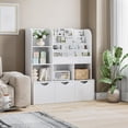 thumbnail image 5 of Homfa 47''W Kid's Bookcase, White Bookshelf with 5 Storage Cubbies & 3 Movable Drawers & Toy Display Shelf, Toy Storage Organizer for Bedroom Playroom, 5 of 10