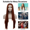 thumbnail image 6 of Unique Bargains Lace Front Wigs for Women 24" Wine Red Long Straight Hair with Wig Cap Comb, 6 of 6