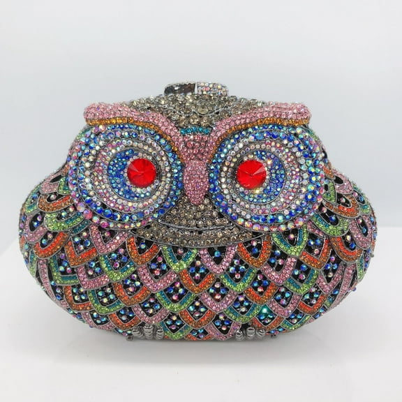 Baguery Owl Rhinestone Clutch for Women, Luxury Crystal Evening Bag Novelty Purse Wedding Party Handbag