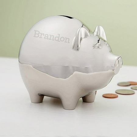 Personalized Baseball Bank - Personalized Silver Piggy Bank For Him