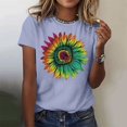 thumbnail image 2 of TSADFHJI T-Shirts pour Femmes Coupe Ample Tops de Noël pour Femmes Tendance Manches Courtes Col Rond Coupe Ample Chemises Confortables Blouses d'Été Douces T-Shirts Basiques Décontractés L Bleu, 2 of 5
