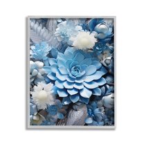 Stupell Industries Blue Varied Succulents Botanical & Floral Painting Gray Framed Art Print Wall Art, 24 x 30