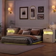 thumbnail image 5 of Homfa Nightstand with 2 Drawers Set of 2, Sofa Table with Charging Station & LED Lights for Living Room, Modern Wooden Storage Cabinet for Bedroom，Wood Grain, 5 of 11